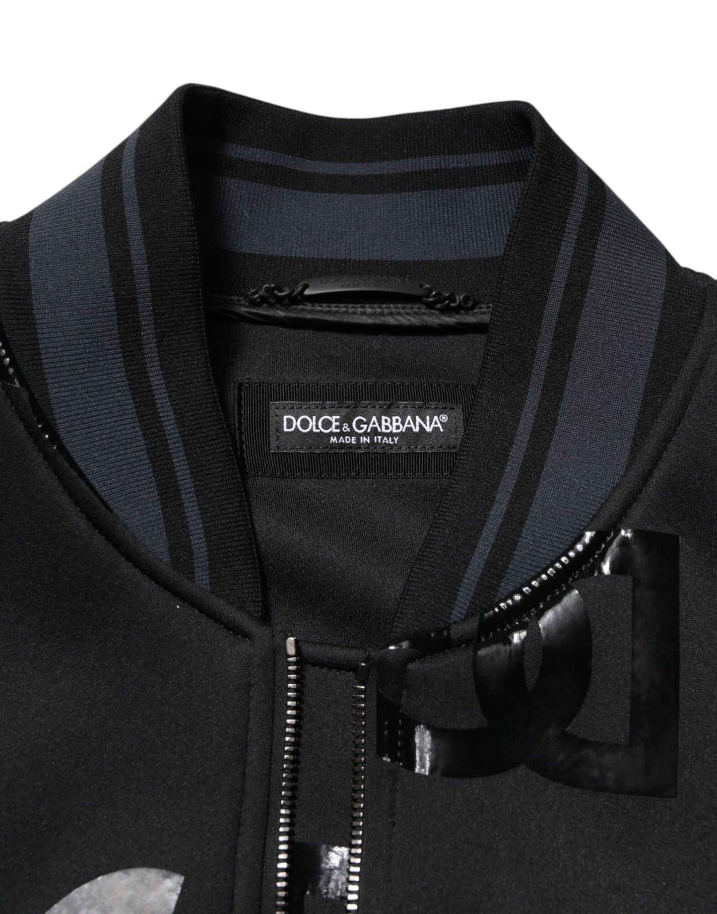 Black Wool Logo DG Mania Men Bomber Jacket-Dolce & Gabbana-LabelTerrace.com