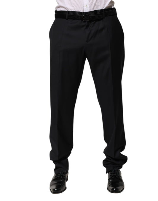 Black Wool Men Formal Dress Trouser Pants-Dolce & Gabbana-LabelTerrace.com