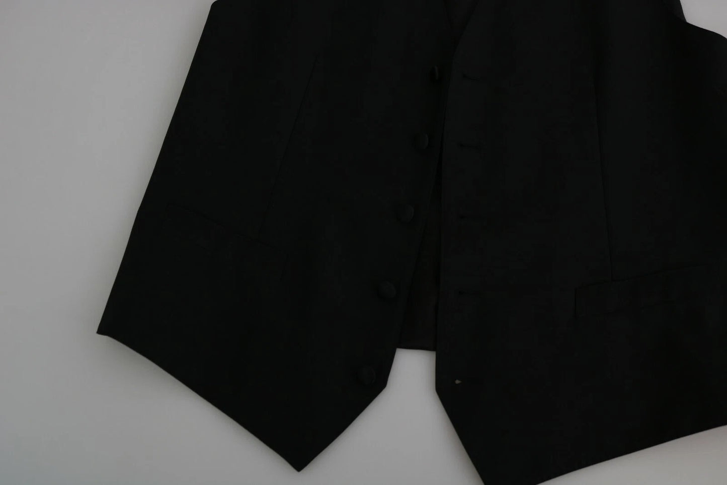Black Wool Men Formal Waistcoat Vest-Dolce & Gabbana-LabelTerrace.com