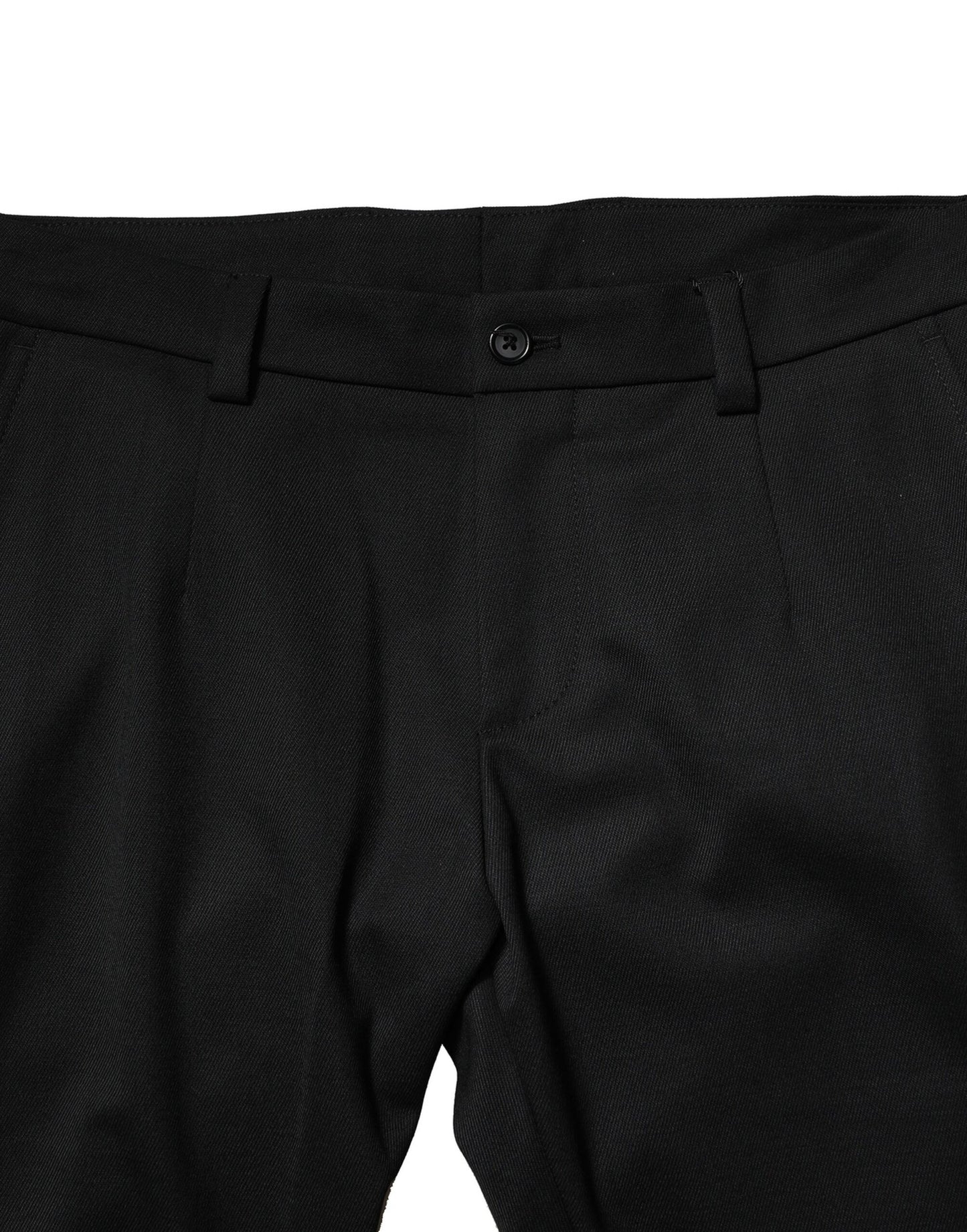 Black Wool Men Skinny Mid Waist Pants-Dolce & Gabbana-LabelTerrace.com