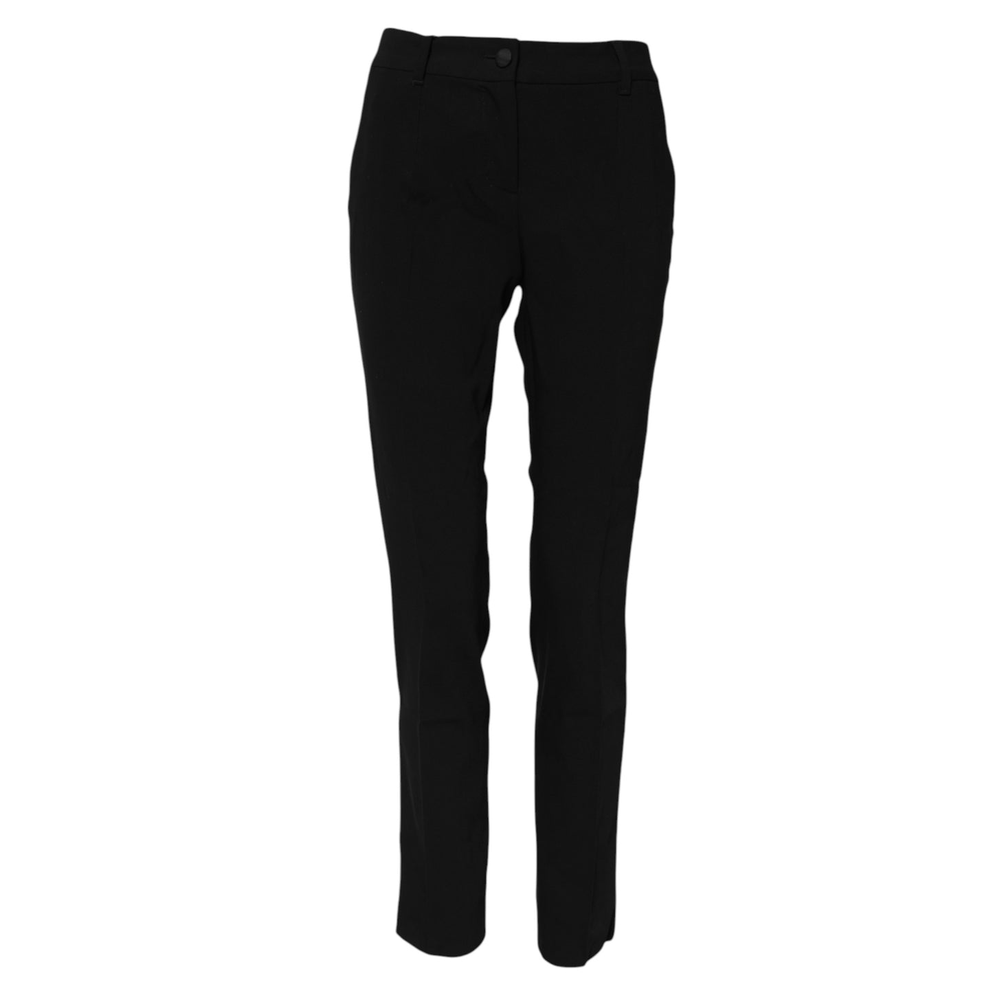 Black Wool Mid Waisted Tapered Dress Pants-Dolce & Gabbana-LabelTerrace.com