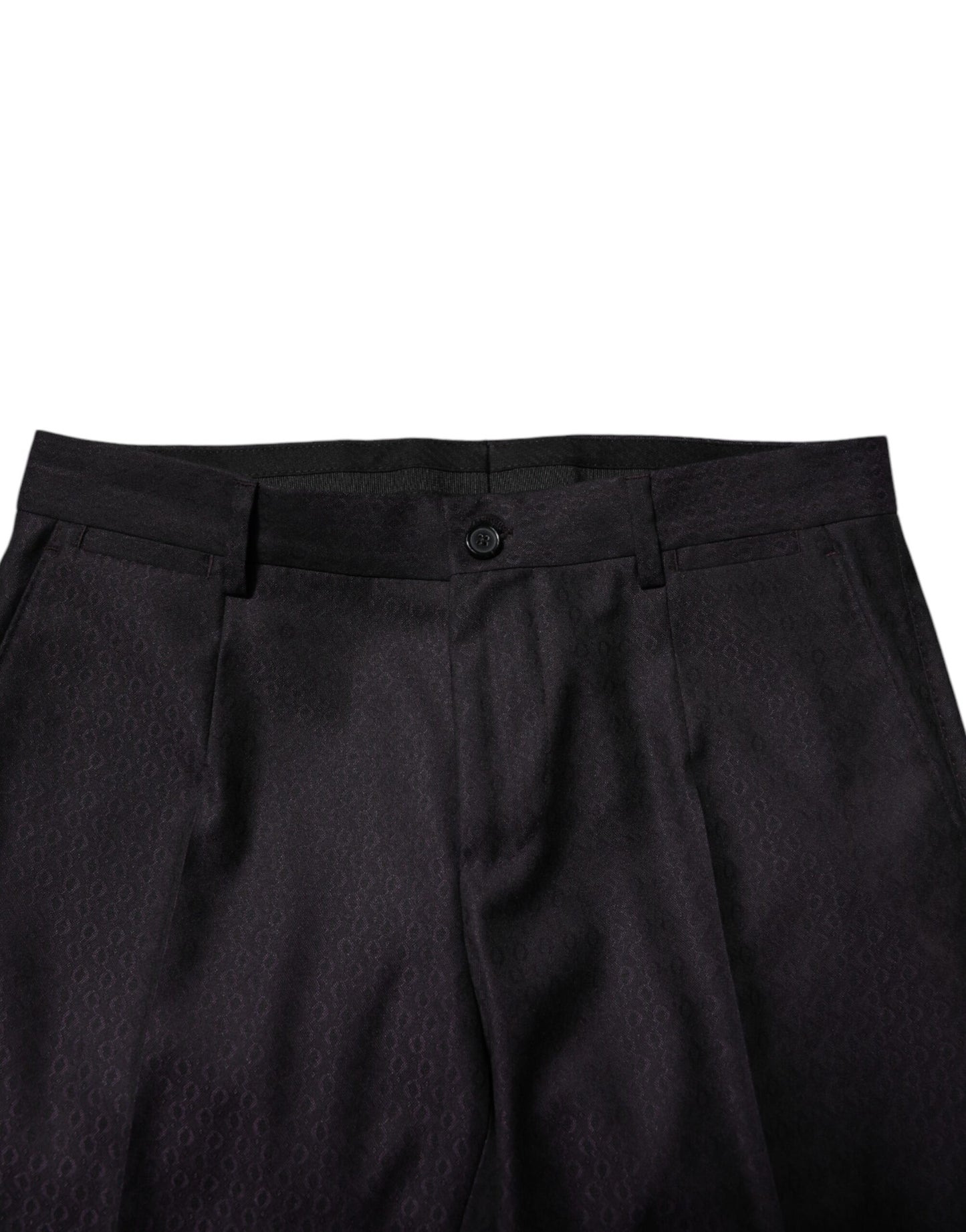 Black Wool Patterned Formal Pants-Dolce & Gabbana-LabelTerrace.com