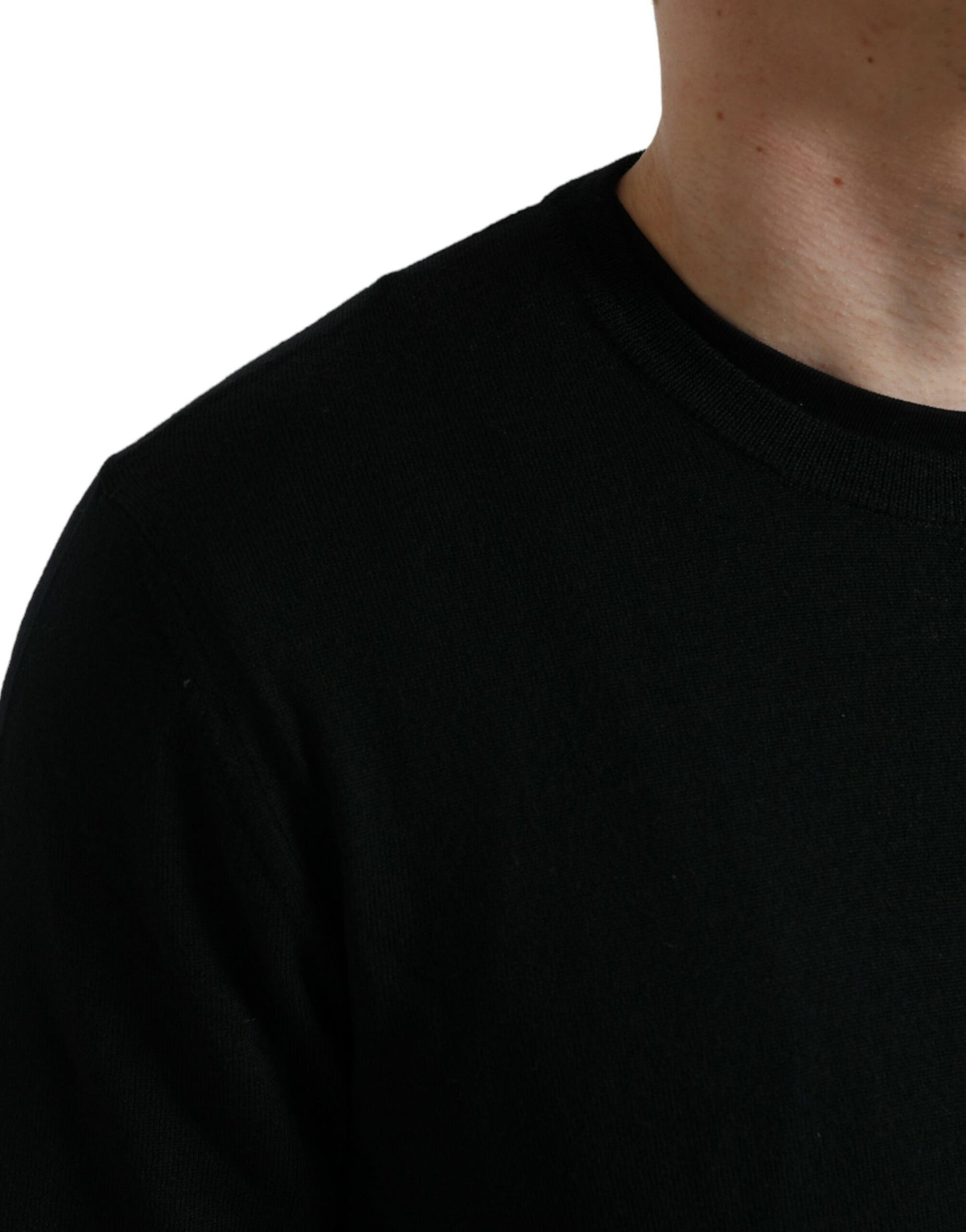 Black Wool Round Neck Pullover Sweater-Dolce & Gabbana-LabelTerrace.com