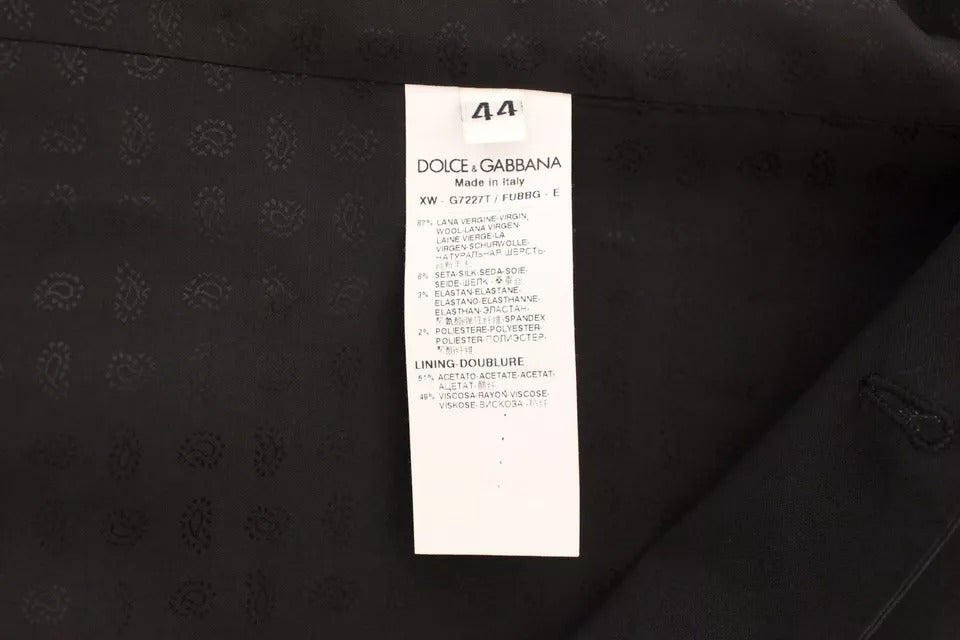 Black Wool Silk Dress Gilet Jacket Vest-Dolce & Gabbana-LabelTerrace.com