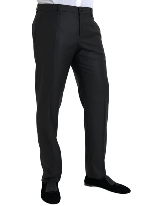 Black Wool Silk Skinny Dress Pants-Dolce & Gabbana-LabelTerrace.com