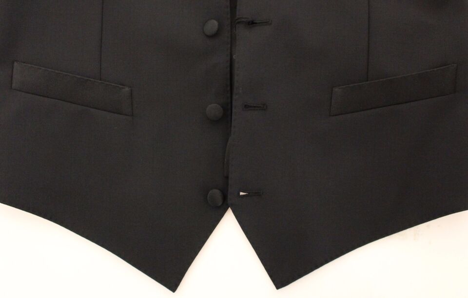 Black Wool Silk Stretch Dress Vest Blazer-Dolce & Gabbana-LabelTerrace.com