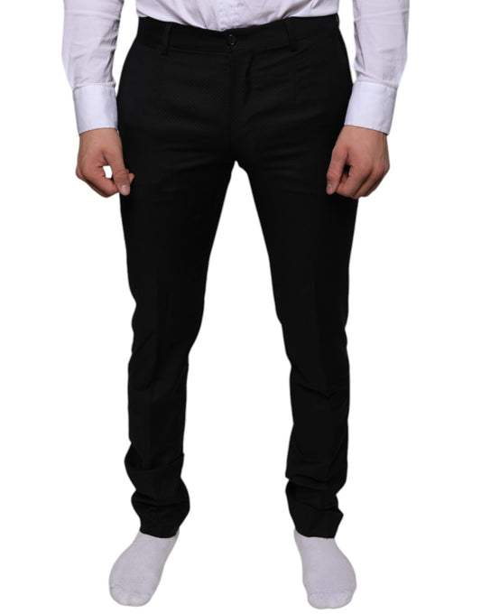 Black Wool Skinny Dress Formal Pants-Dolce & Gabbana-LabelTerrace.com