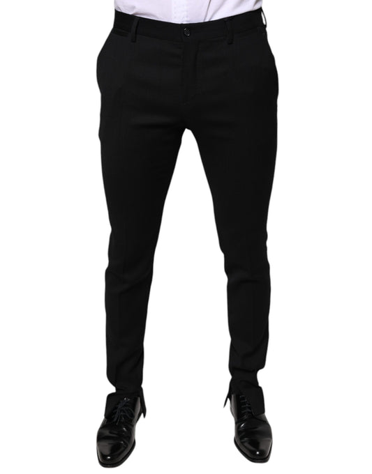 Black Wool Skinny Formal Dress Pants-Dolce & Gabbana-LabelTerrace.com