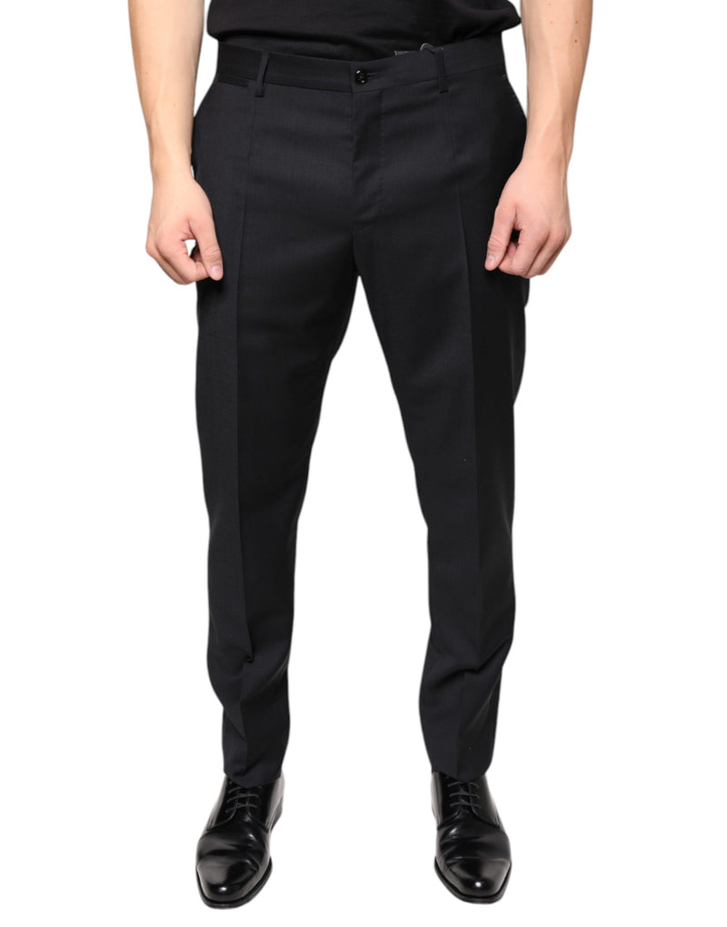 Black Wool Skinny Men Dress Pants-Dolce & Gabbana-LabelTerrace.com