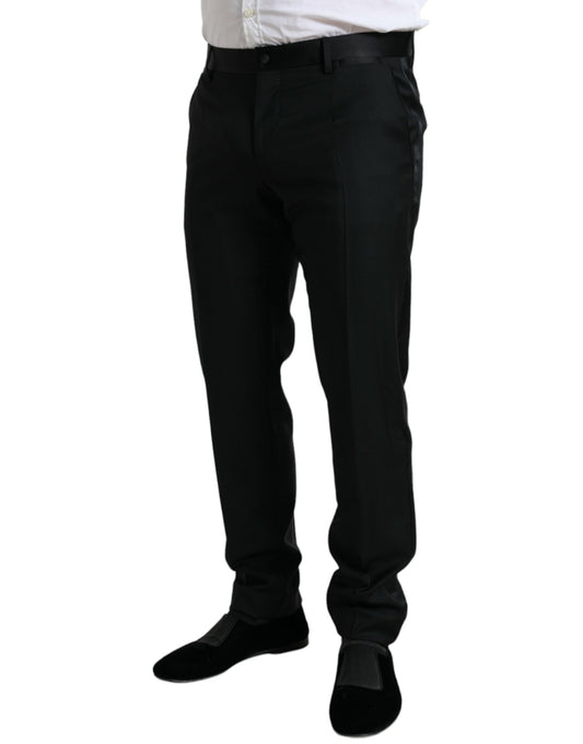 Black Wool Slim Fit Formal Trouser Dress Pants-Dolce & Gabbana-LabelTerrace.com