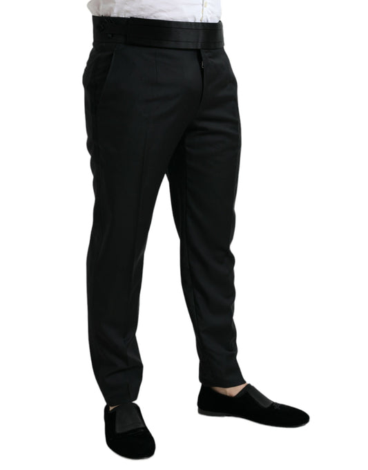 Black Wool Slim Fit Formal Trouser Dress Pants-Dolce & Gabbana-LabelTerrace.com