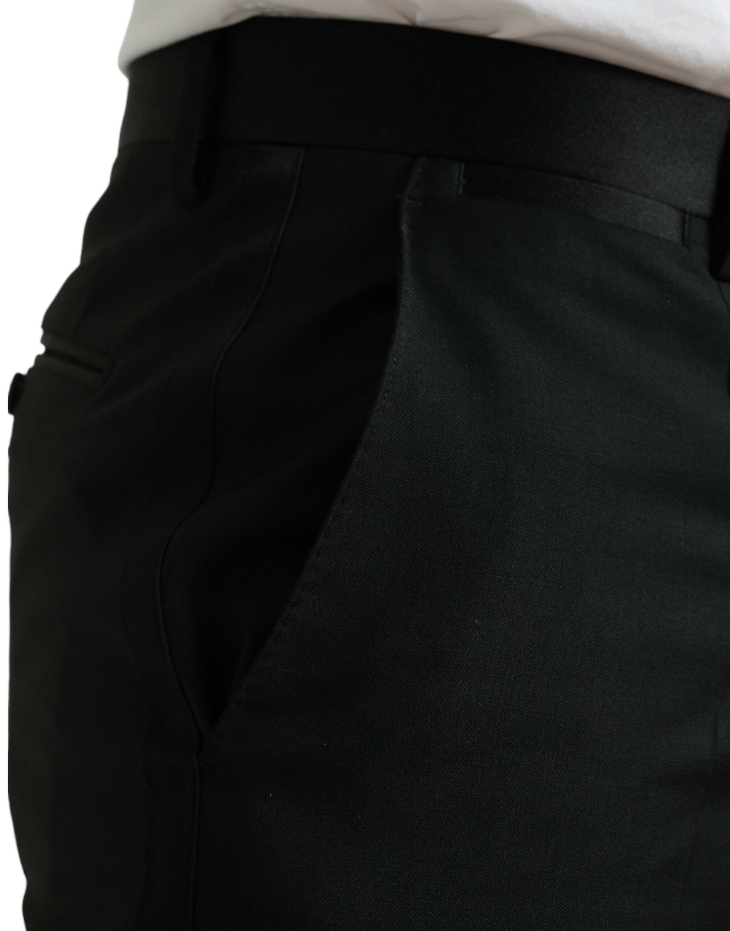 Black Wool Slim Fit Formal Trouser Dress Pants-Dolce & Gabbana-LabelTerrace.com