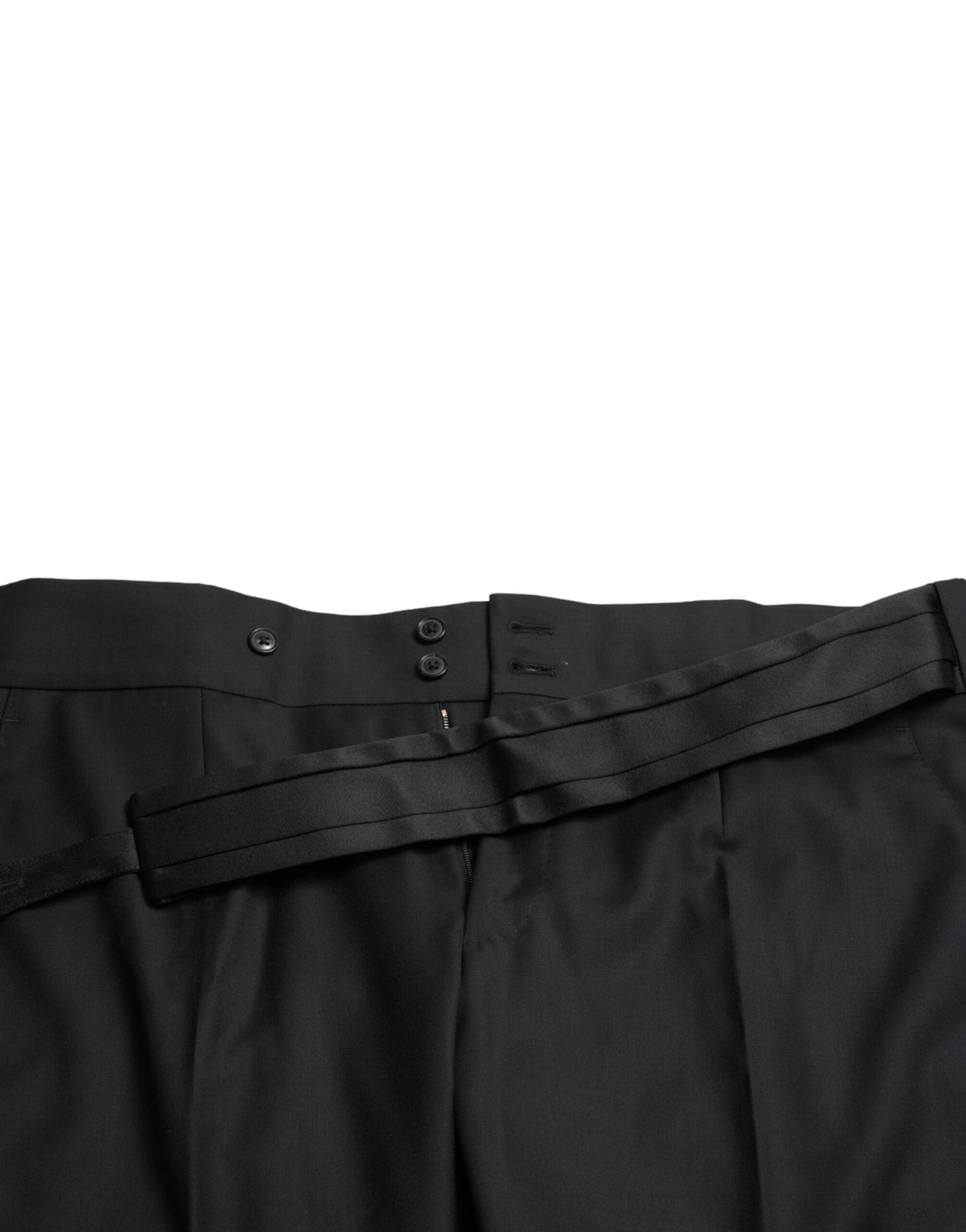 Black Wool Slim Fit Formal Trouser Dress Pants-Dolce & Gabbana-LabelTerrace.com