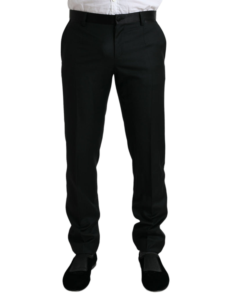 Black Wool Slim Fit Formal Trouser Dress Pants-Dolce & Gabbana-LabelTerrace.com