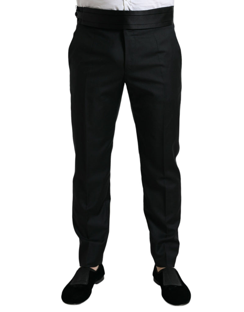 Black Wool Slim Fit Formal Trouser Dress Pants-Dolce & Gabbana-LabelTerrace.com