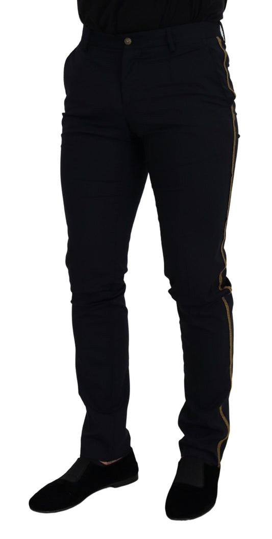 Black Wool Slim Formal Pants-Dolce & Gabbana-LabelTerrace.com