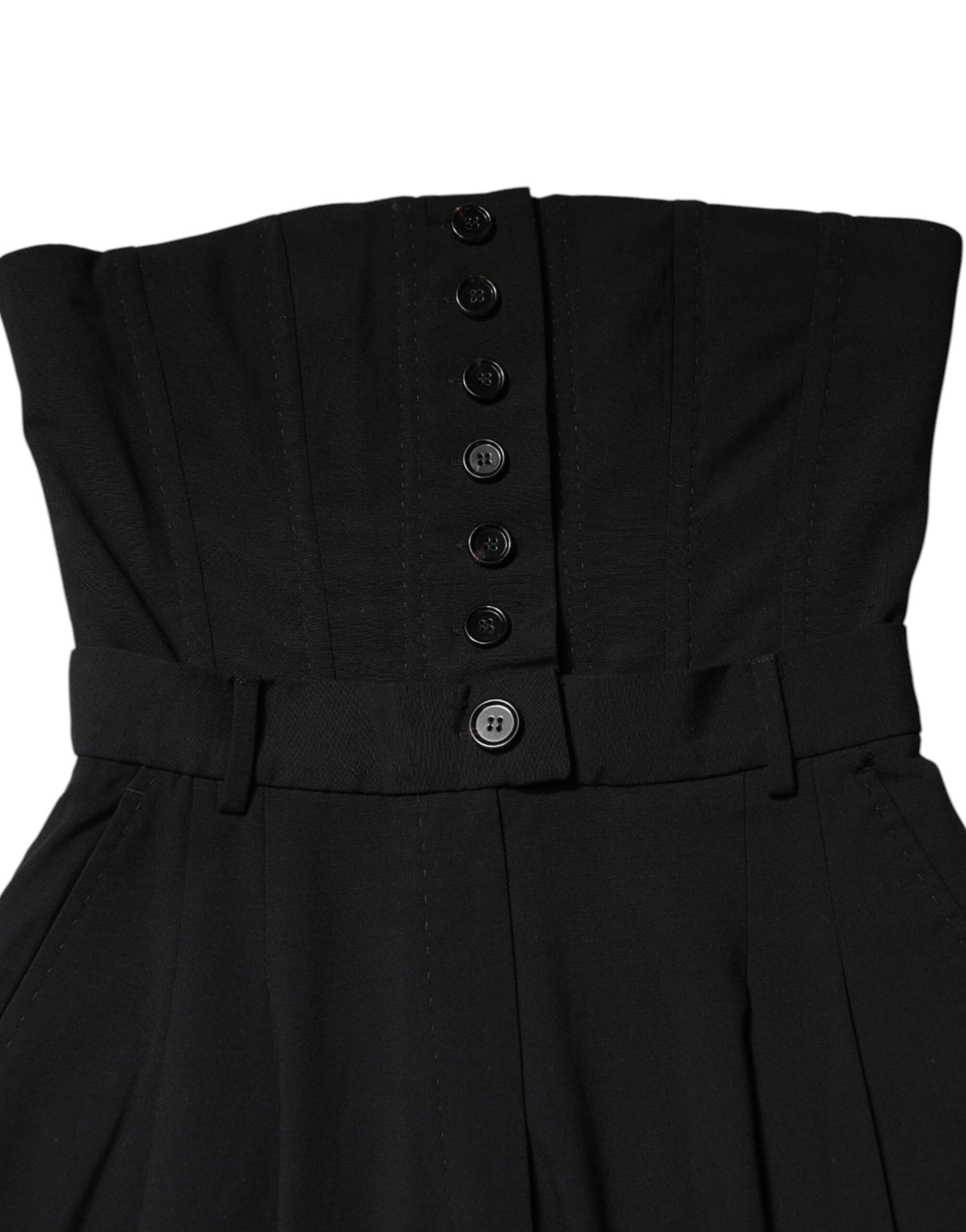 Black Wool Strapless Romper Jumpsuit Dress-Dolce & Gabbana-LabelTerrace.com