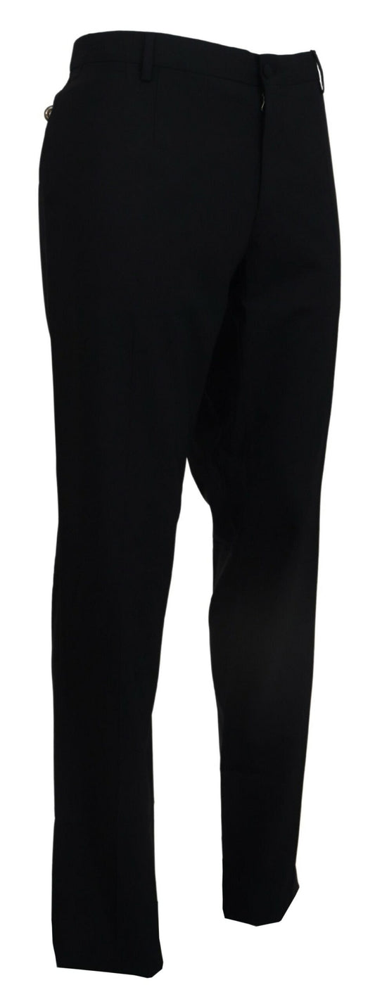 Black Wool Stretch Dress Formal Slim Fit Pant-Dolce & Gabbana-LabelTerrace.com