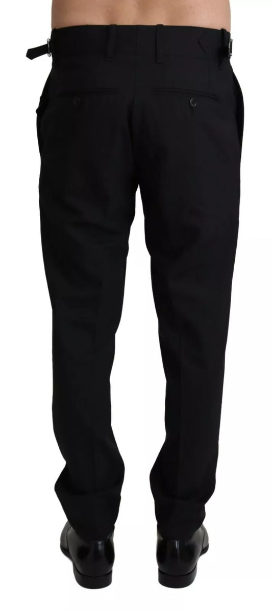 Black Wool Stretch Dress Trouser Pants-Dolce & Gabbana-LabelTerrace.com