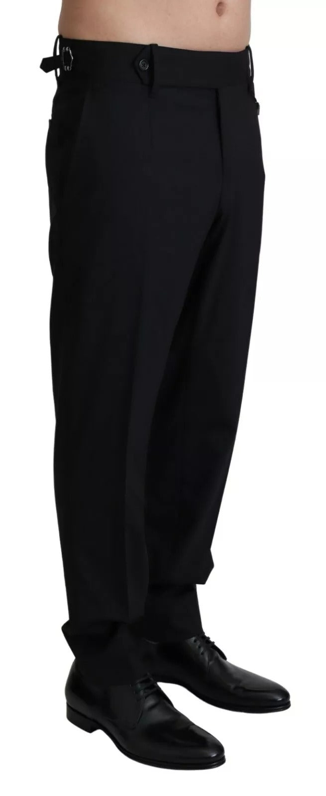 Black Wool Stretch Dress Trouser Pants-Dolce & Gabbana-LabelTerrace.com