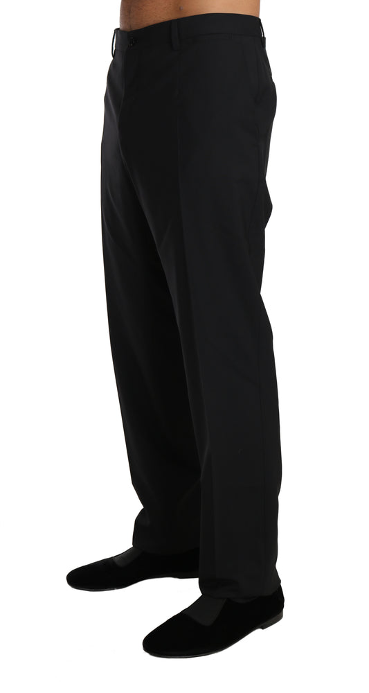 Black Wool Stretch Formal Trousers-Dolce & Gabbana-LabelTerrace.com