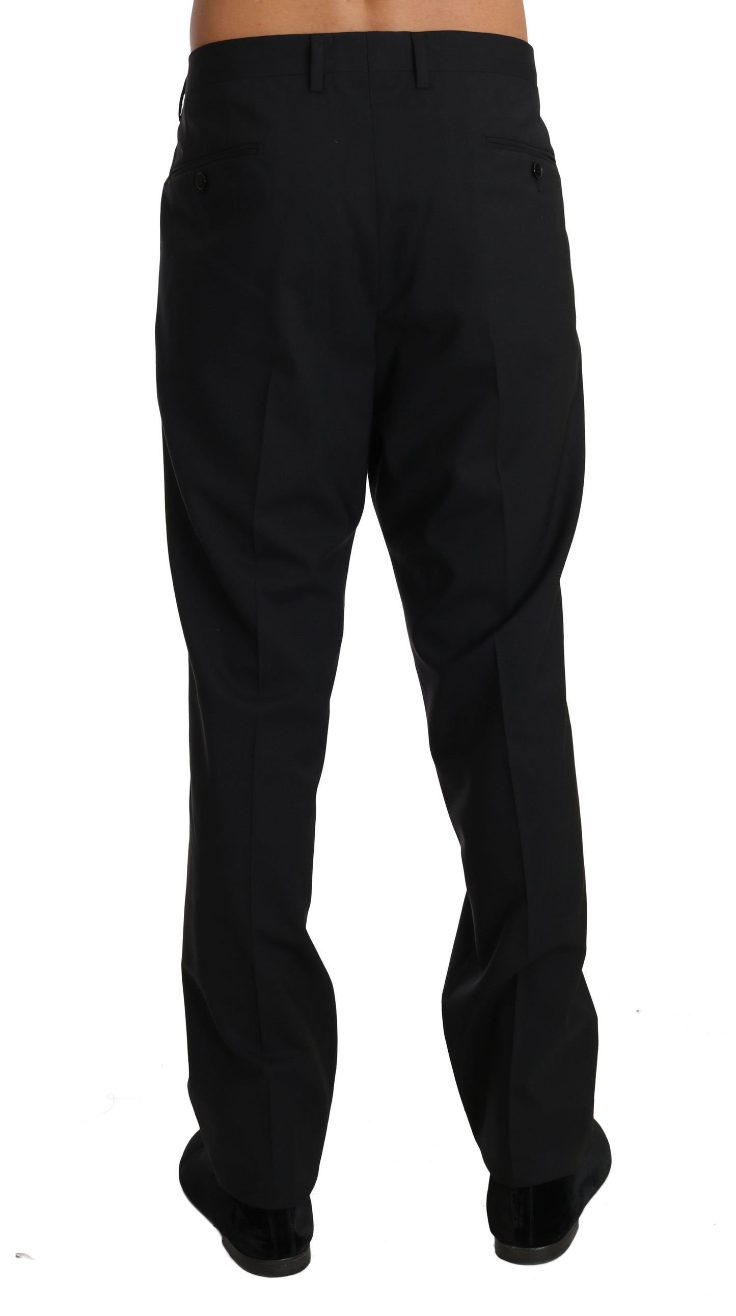 Black Wool Stretch Formal Trousers-Dolce & Gabbana-LabelTerrace.com