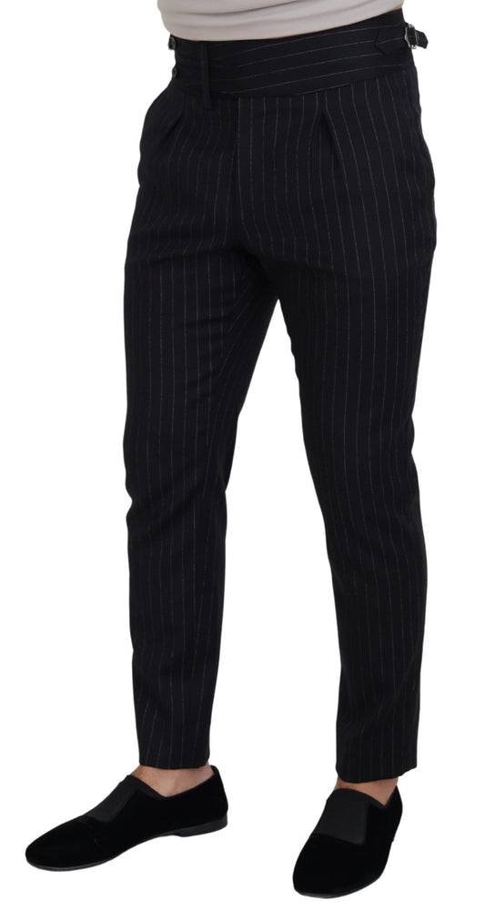 Black Wool Striped Chino Pants-Dolce & Gabbana-LabelTerrace.com
