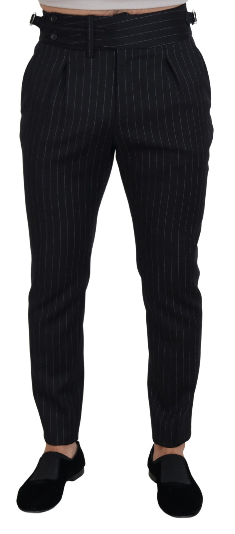 Black Wool Striped Chino Pants-Dolce & Gabbana-LabelTerrace.com