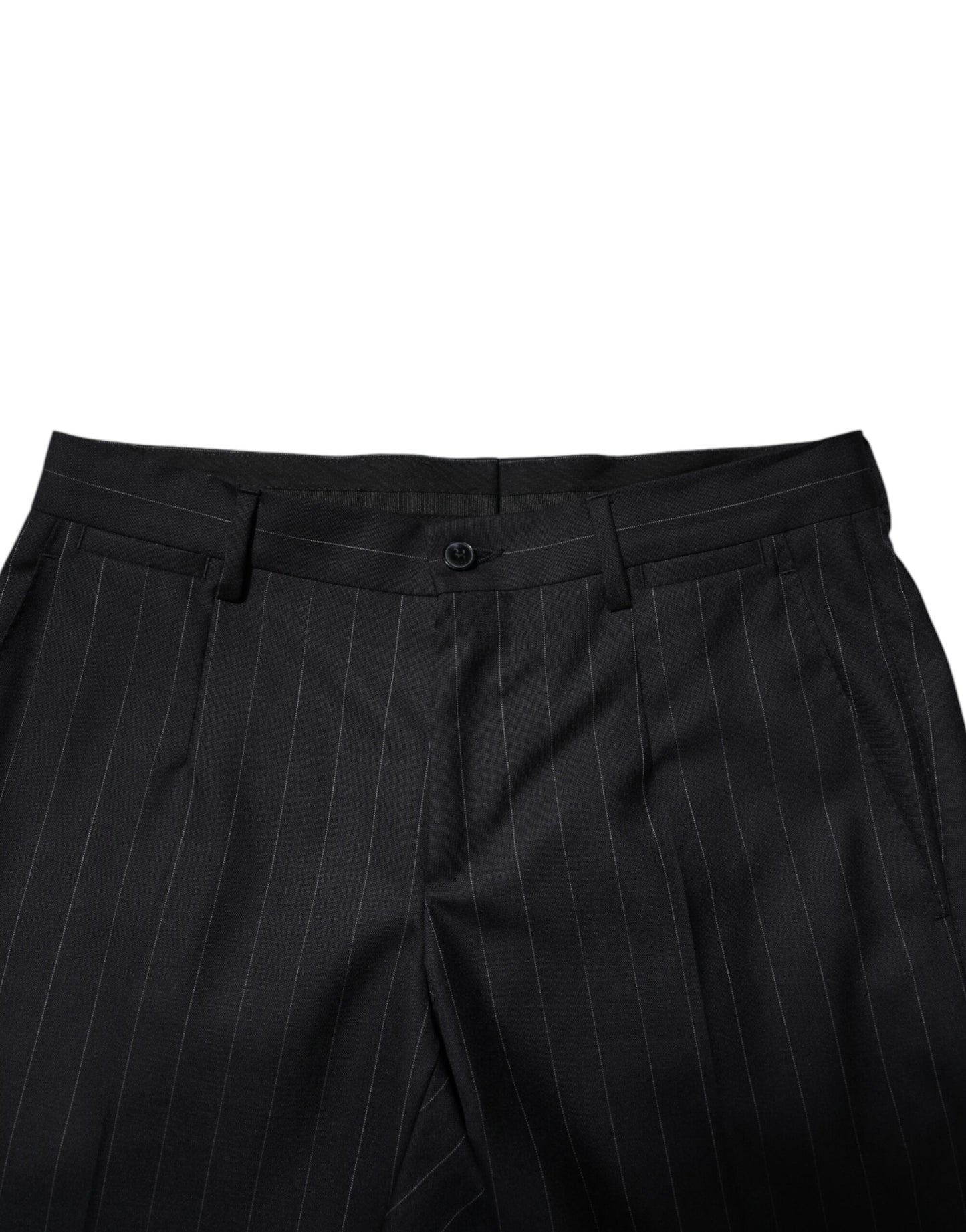 Black Wool Striped Formal Pants