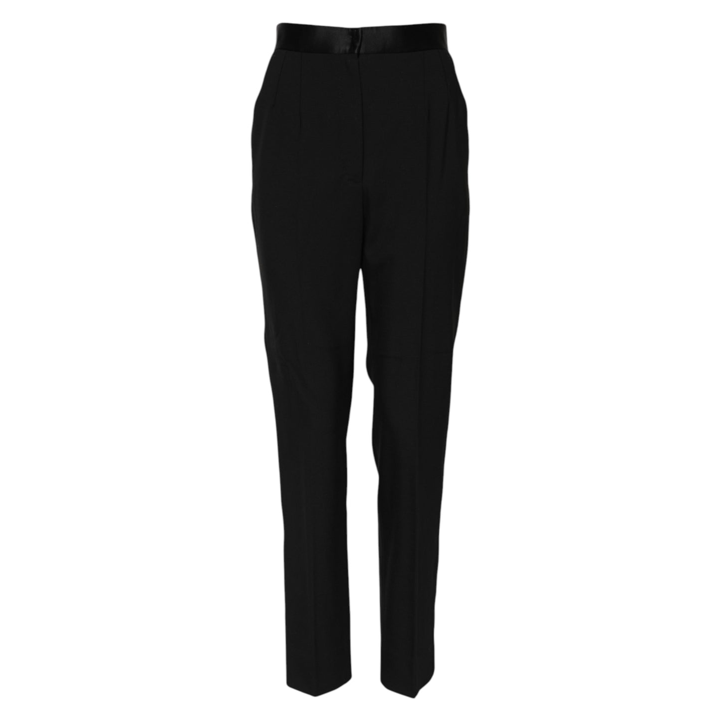 Black Wool Tapered High Waist Pants-Dolce & Gabbana-LabelTerrace.com