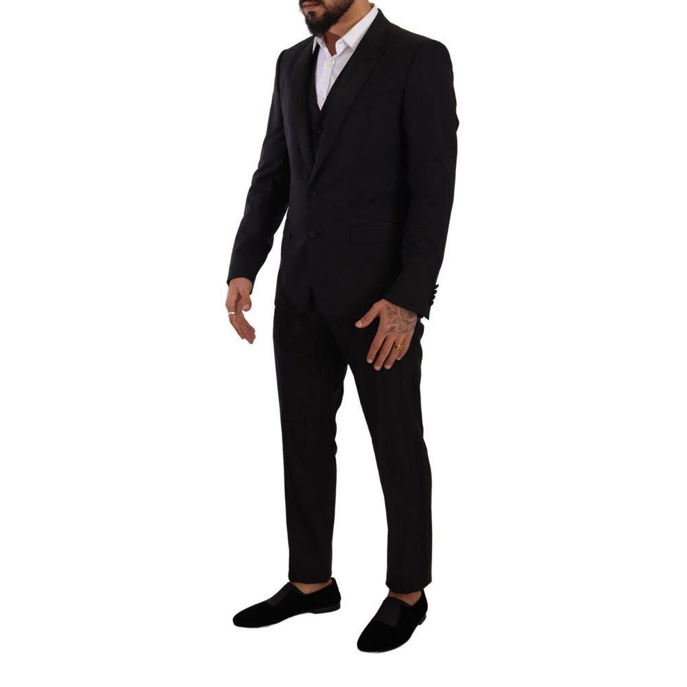 Black Wool Three-Piece Suit