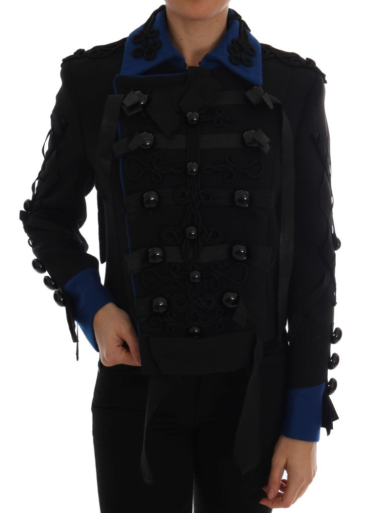 Black Wool Trench Jacket-Dolce & Gabbana-LabelTerrace.com