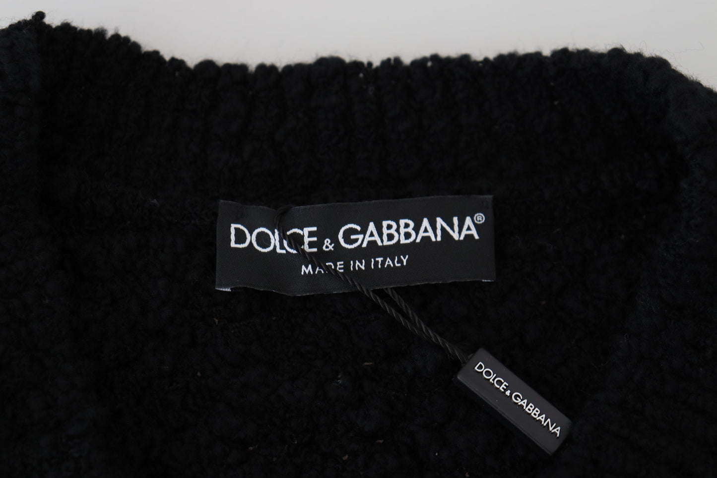 Black Wool V-neck Knitted Pullover Sweater-Dolce & Gabbana-LabelTerrace.com