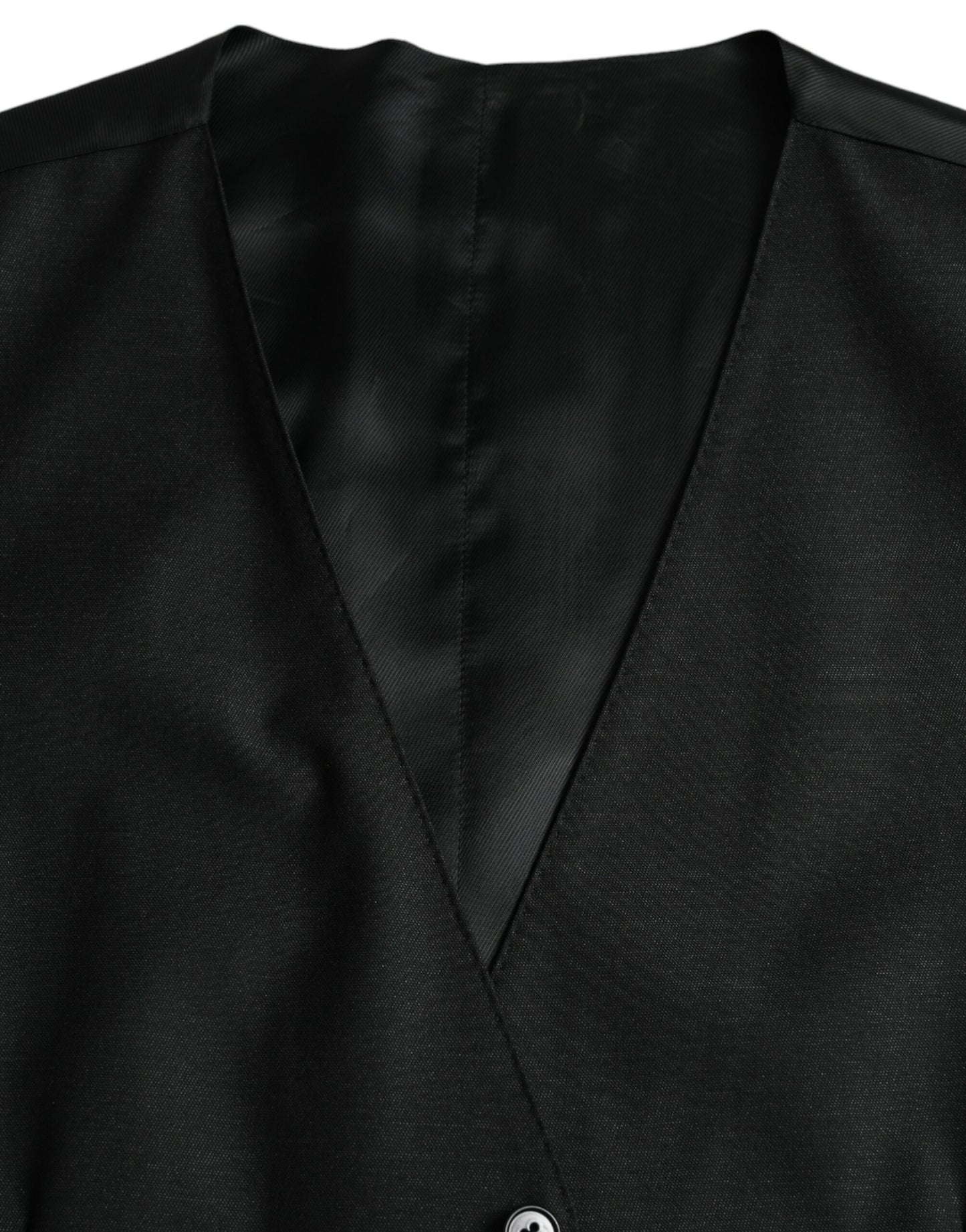 Black Wool Waistcoat Dress Formal Vest-Dolce & Gabbana-LabelTerrace.com