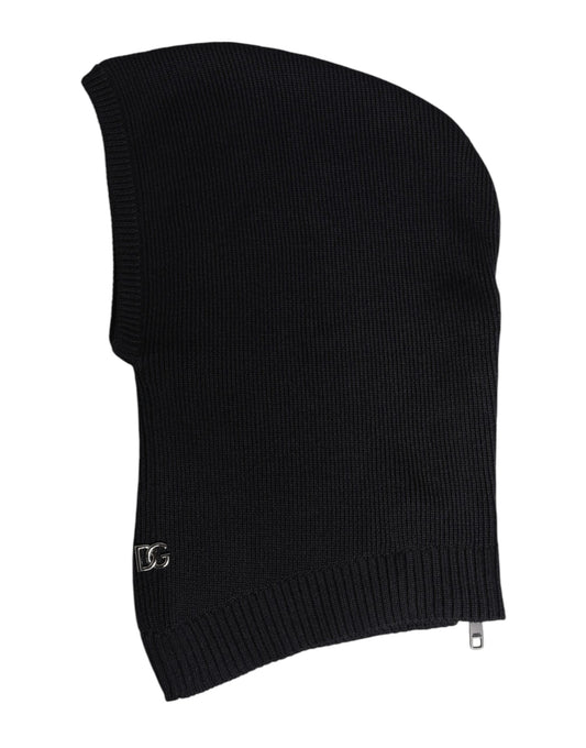 Black Wool Whole Head Wrap Balaclava Hat-Dolce & Gabbana-LabelTerrace.com