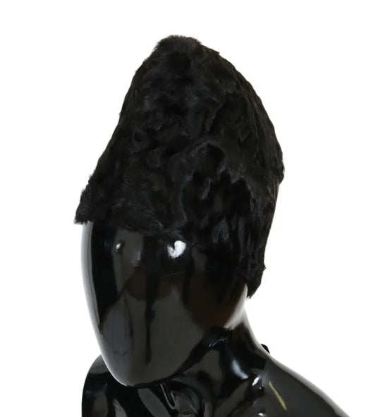 Black Xiangao Lamb Fur Beanie-Dolce & Gabbana-LabelTerrace.com