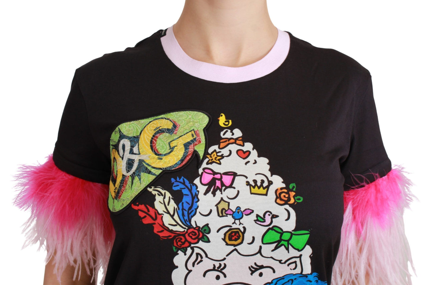 Black YEAR OF THE PIG Top Cotton T-shirt-Dolce & Gabbana-LabelTerrace.com