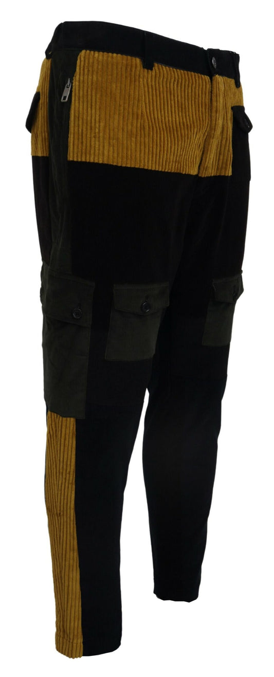 Black Yellow Cotton Men Pants-Dolce & Gabbana-LabelTerrace.com