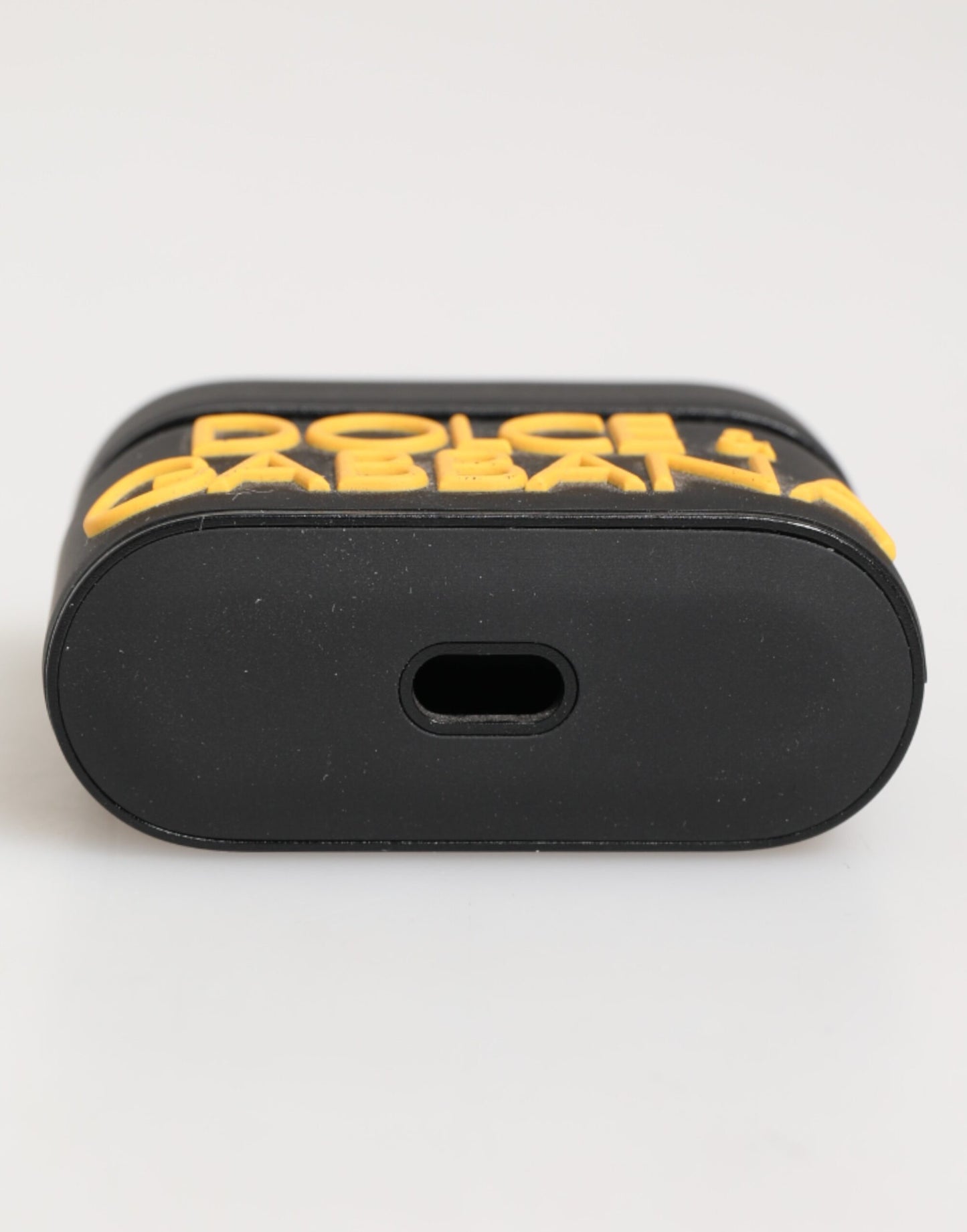 Black Yellow Rubber Logo Embossed Accessory Airpods Case-Dolce & Gabbana-LabelTerrace.com