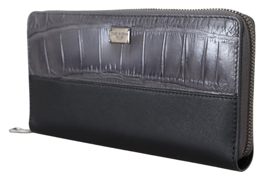 Black Zip Around Continental Clutch Leather Wallet-Dolce & Gabbana-LabelTerrace.com