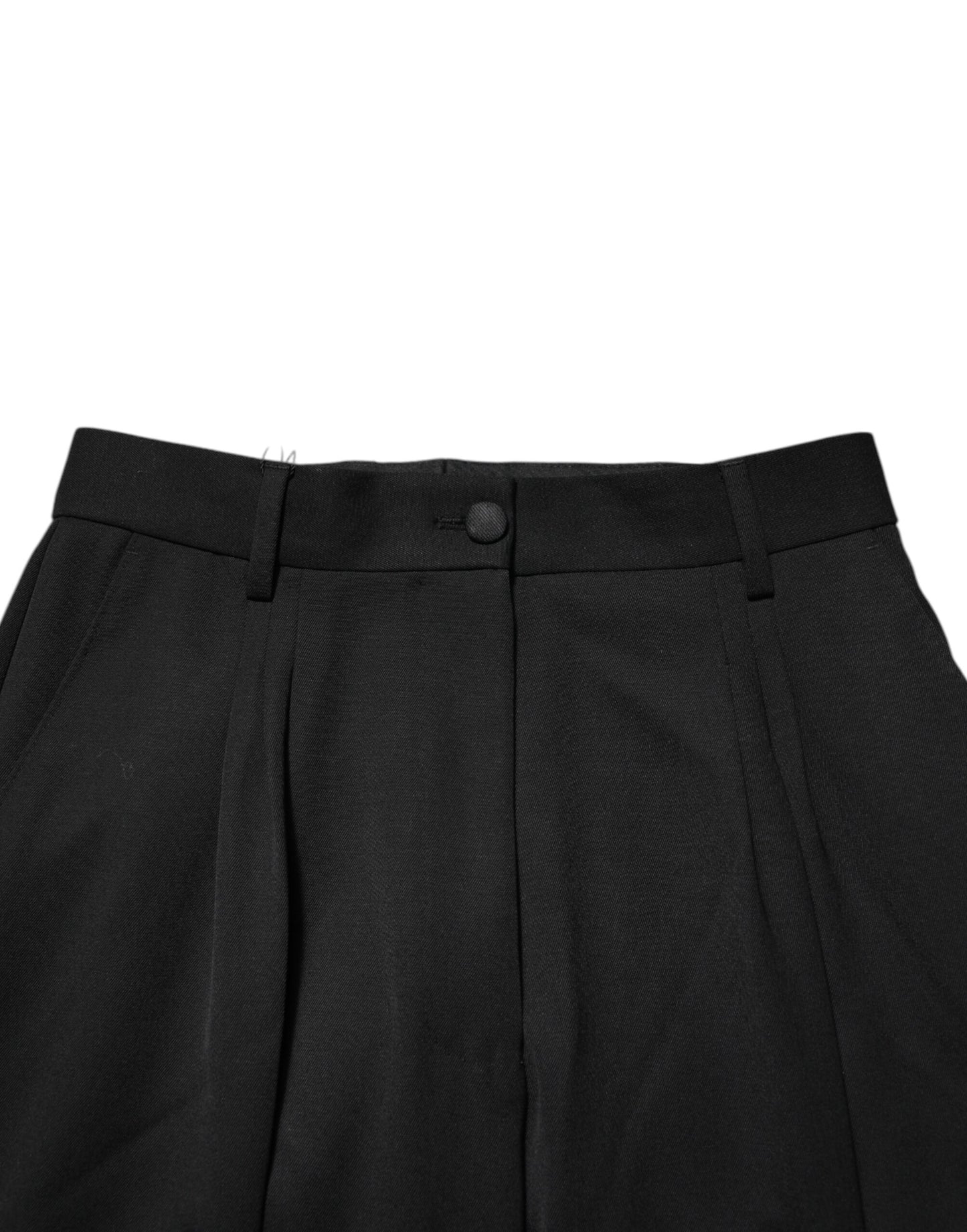 Black Zip Detailed Wool Straight Leg Pants-Dolce & Gabbana-LabelTerrace.com