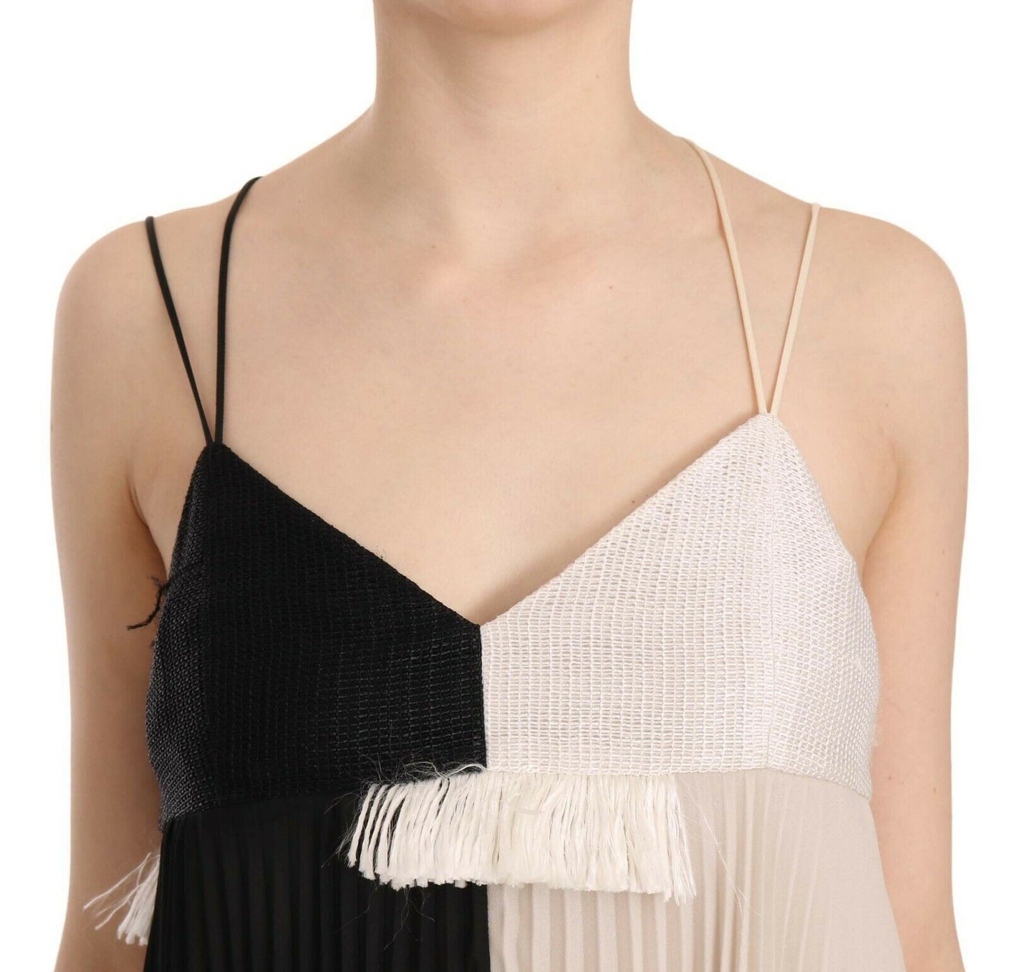 Black and White Mini Sleeve less A-line Princess Dress-PINKO-LabelTerrace.com