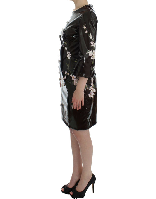 Black floral 3/4 Sleeve sheath dress-Dolce & Gabbana-LabelTerrace.com
