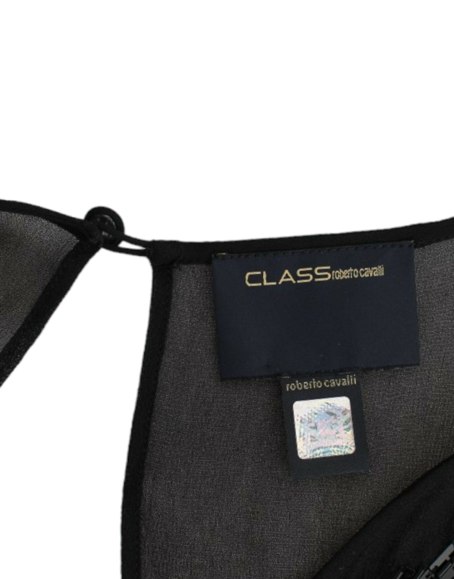 Black long sleeve silk dress-Cavalli-LabelTerrace.com