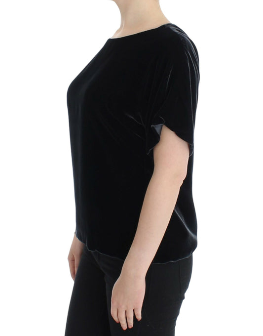 Black velvet shortsleeved blouse-Dolce & Gabbana-LabelTerrace.com