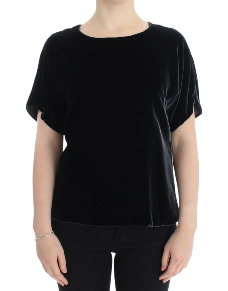 Black velvet shortsleeved blouse-Dolce & Gabbana-LabelTerrace.com