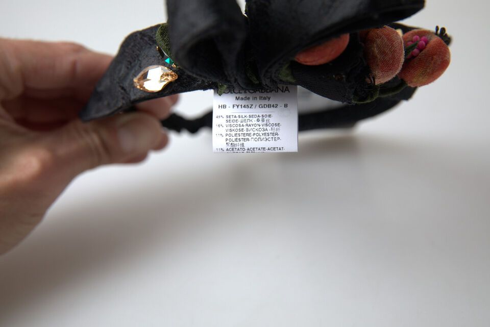 Black with multicolor Fig Fruit Crystal Tiara Diadem Headband-Dolce & Gabbana-LabelTerrace.com