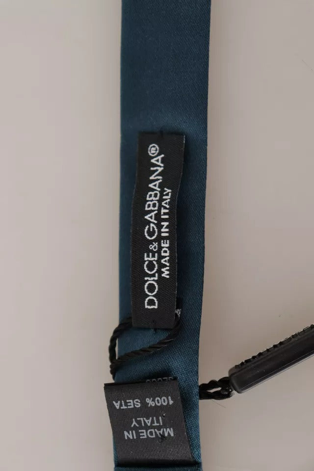 Blue 100% Silk Adjustable Neck Bow Tie Mens-Dolce & Gabbana-LabelTerrace.com