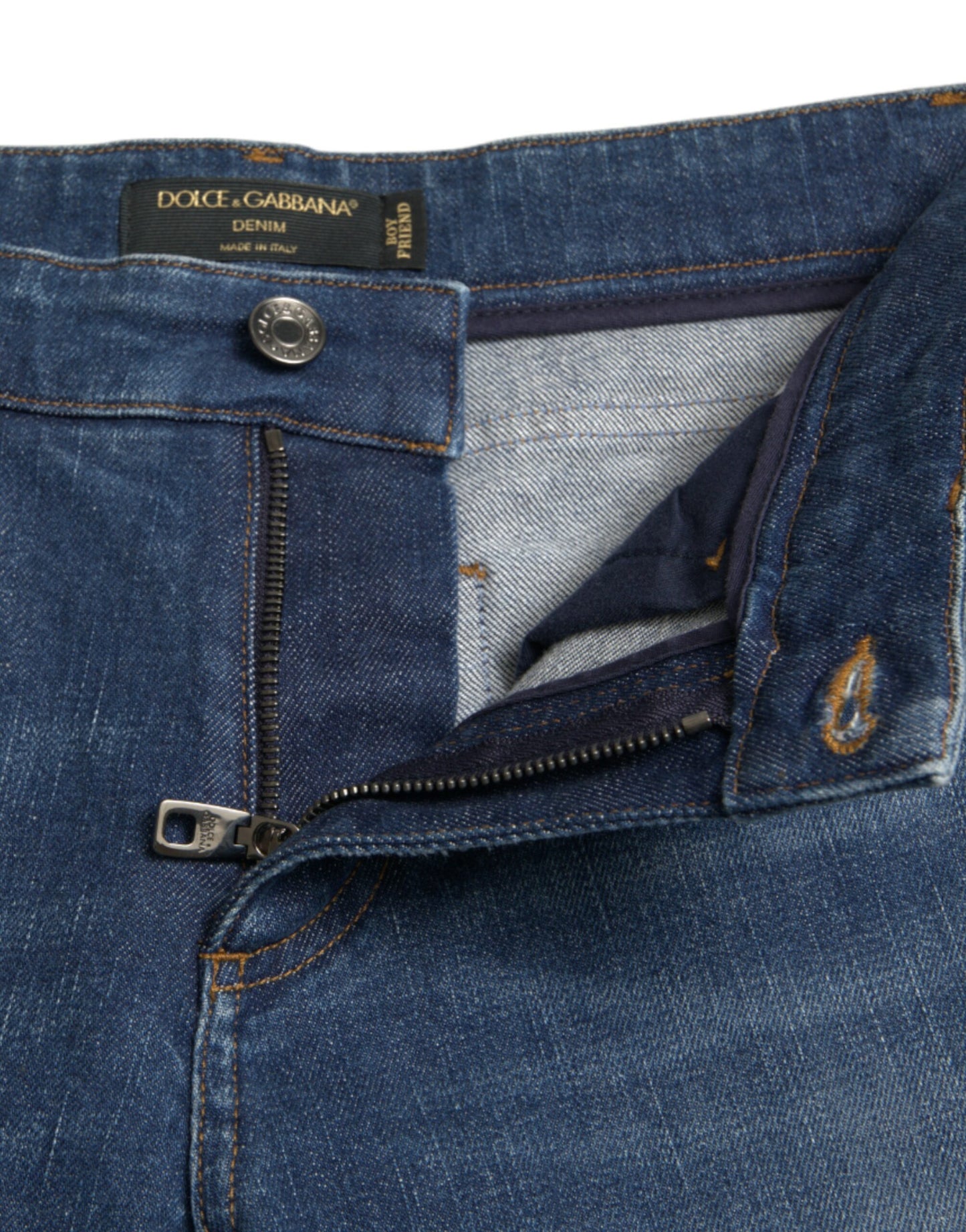 Blue BOYFRIEND Mid Waist Cotton Denim Jeans-Dolce & Gabbana-LabelTerrace.com