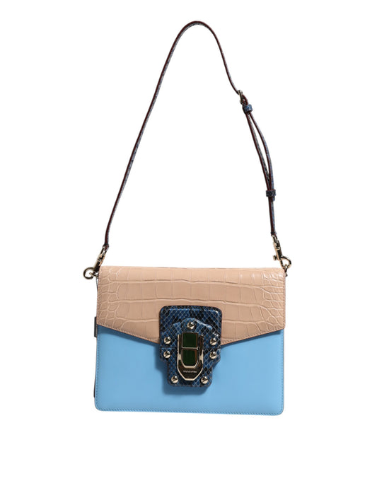 Blue Beige Exotic Leather LUCIA Crossbody Bag-Dolce & Gabbana-LabelTerrace.com
